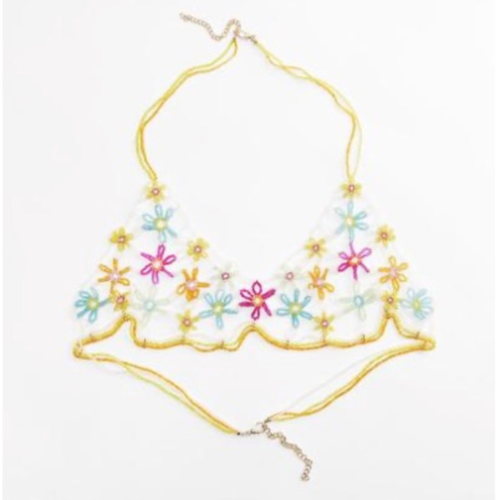 FLORAL BEADED BRA TOP